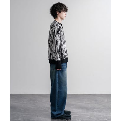 スウェット ヘンリーネック ジャガードニット メンズ レディース マルチカラー ストライプ 日本製 Upscape Audience AUD6742 16566 （マルチブラック）｜詳細画像