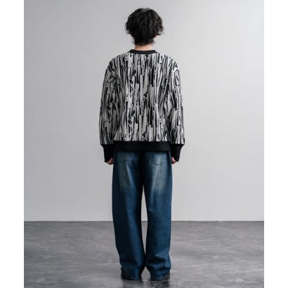 スウェット ヘンリーネック ジャガードニット メンズ レディース マルチカラー ストライプ 日本製 Upscape Audience AUD6742 16566 （マルチブラック）｜詳細画像