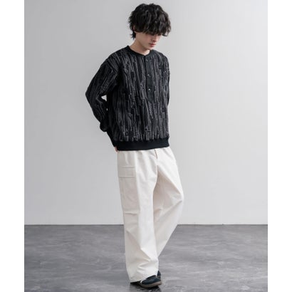 スウェット ヘンリーネック ジャガードニット メンズ レディース マルチカラー ストライプ 日本製 Upscape Audience AUD6742 16566 （マルチブラック）｜詳細画像