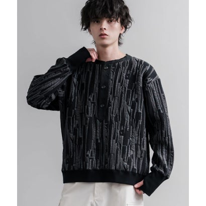 スウェット ヘンリーネック ジャガードニット メンズ レディース マルチカラー ストライプ 日本製 Upscape Audience AUD6742 16566 （マルチネイビー）｜詳細画像