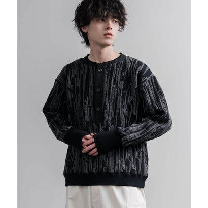 スウェット ヘンリーネック ジャガードニット メンズ レディース マルチカラー ストライプ 日本製 Upscape Audience AUD6742 16566 （マルチライトグレー）｜詳細画像