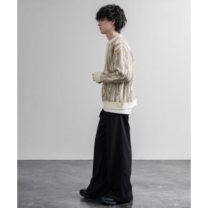 スウェット ヘンリーネック ジャガードニット メンズ レディース マルチカラー ストライプ 日本製 Upscape Audience AUD6742 16566 （マルチライトグレー）｜詳細画像
