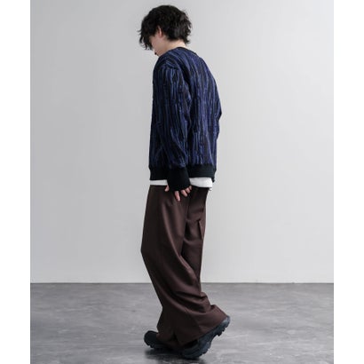 スウェット ヘンリーネック ジャガードニット メンズ レディース マルチカラー ストライプ 日本製 Upscape Audience AUD6742 16566 （マルチライトグレー）｜詳細画像