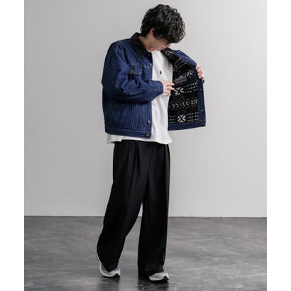 ロッキーモンロー Rocky Monroe デニムジャケット コーデュロイ メンズ Gジャン アウター 裏フリース 11オンス オーバーサイズ KRIFF MAYER クリフメイヤー 2625150 16647 （1669.ブルーストライプ）｜詳細画像