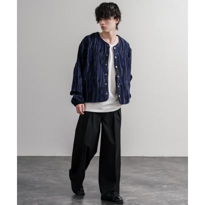 ロッキーモンロー Rocky Monroe ノーカラージャケット カーディガン スナップボタン メンズ レディース 長袖 マルチカラー 日本製 Upscape Audience AUD7408 16552 （マルチブラック）｜詳細画像