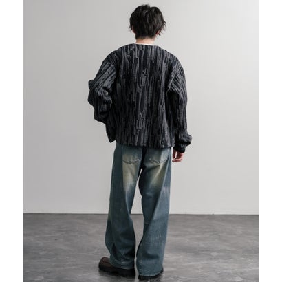 ロッキーモンロー Rocky Monroe ノーカラージャケット カーディガン スナップボタン メンズ レディース 長袖 マルチカラー 日本製 Upscape Audience AUD7408 16552 （マルチブラック）｜詳細画像