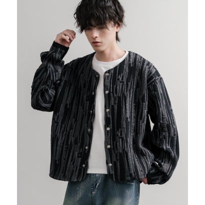 ロッキーモンロー Rocky Monroe ノーカラージャケット カーディガン スナップボタン メンズ レディース 長袖 マルチカラー 日本製 Upscape Audience AUD7408 16552 （マルチブラック）｜詳細画像