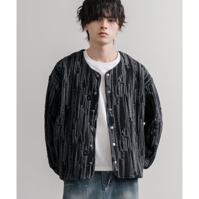 ロッキーモンロー Rocky Monroe ノーカラージャケット カーディガン スナップボタン メンズ レディース 長袖 マルチカラー 日本製 Upscape Audience AUD7408 16552 （マルチネイビー）｜詳細画像
