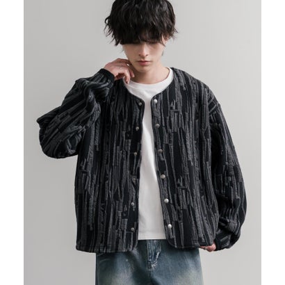 ロッキーモンロー Rocky Monroe ノーカラージャケット カーディガン スナップボタン メンズ レディース 長袖 マルチカラー 日本製 Upscape Audience AUD7408 16552 （マルチネイビー）｜詳細画像