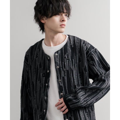 ロッキーモンロー Rocky Monroe ノーカラージャケット カーディガン スナップボタン メンズ レディース 長袖 マルチカラー 日本製 Upscape Audience AUD7408 16552 （マルチネイビー）｜詳細画像