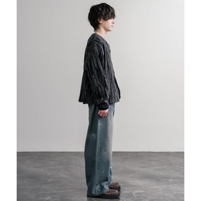 ロッキーモンロー Rocky Monroe ノーカラージャケット カーディガン スナップボタン メンズ レディース 長袖 マルチカラー 日本製 Upscape Audience AUD7408 16552 （マルチネイビー）｜詳細画像
