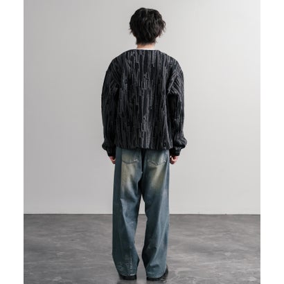 ロッキーモンロー Rocky Monroe ノーカラージャケット カーディガン スナップボタン メンズ レディース 長袖 マルチカラー 日本製 Upscape Audience AUD7408 16552 （マルチネイビー）｜詳細画像