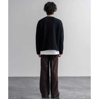 ノーカラージャケット カーディガン フルジップ 短丈 メンズ レディース 無地 羽織り 日本製 Upscape Audience AUD7411 16568 （チャコール）｜詳細画像