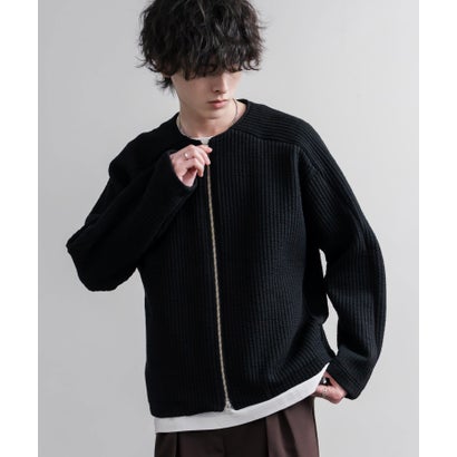ノーカラージャケット カーディガン フルジップ 短丈 メンズ レディース 無地 羽織り 日本製 Upscape Audience AUD7411 16568 （チャコール）｜詳細画像