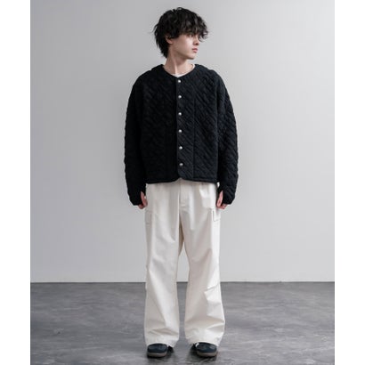 ノーカラージャケット カーディガン スナップボタン メンズ レディース 羽織り 長袖 無地 日本製 Upscape Audience AUD7419 16567 （チャコール）｜詳細画像