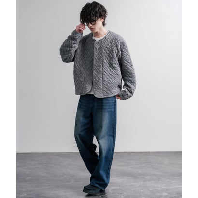 ノーカラージャケット カーディガン スナップボタン メンズ レディース 羽織り 長袖 無地 日本製 Upscape Audience AUD7419 16567 （ブラック）｜詳細画像