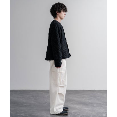 ノーカラージャケット カーディガン スナップボタン メンズ レディース 羽織り 長袖 無地 日本製 Upscape Audience AUD7419 16567 （ブラック）｜詳細画像