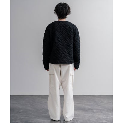 ノーカラージャケット カーディガン スナップボタン メンズ レディース 羽織り 長袖 無地 日本製 Upscape Audience AUD7419 16567 （ブラック）｜詳細画像