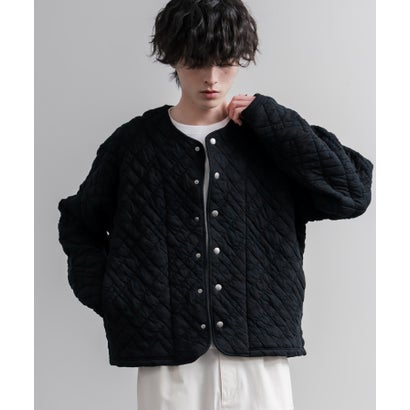 ノーカラージャケット カーディガン スナップボタン メンズ レディース 羽織り 長袖 無地 日本製 Upscape Audience AUD7419 16567 （ブラック）｜詳細画像