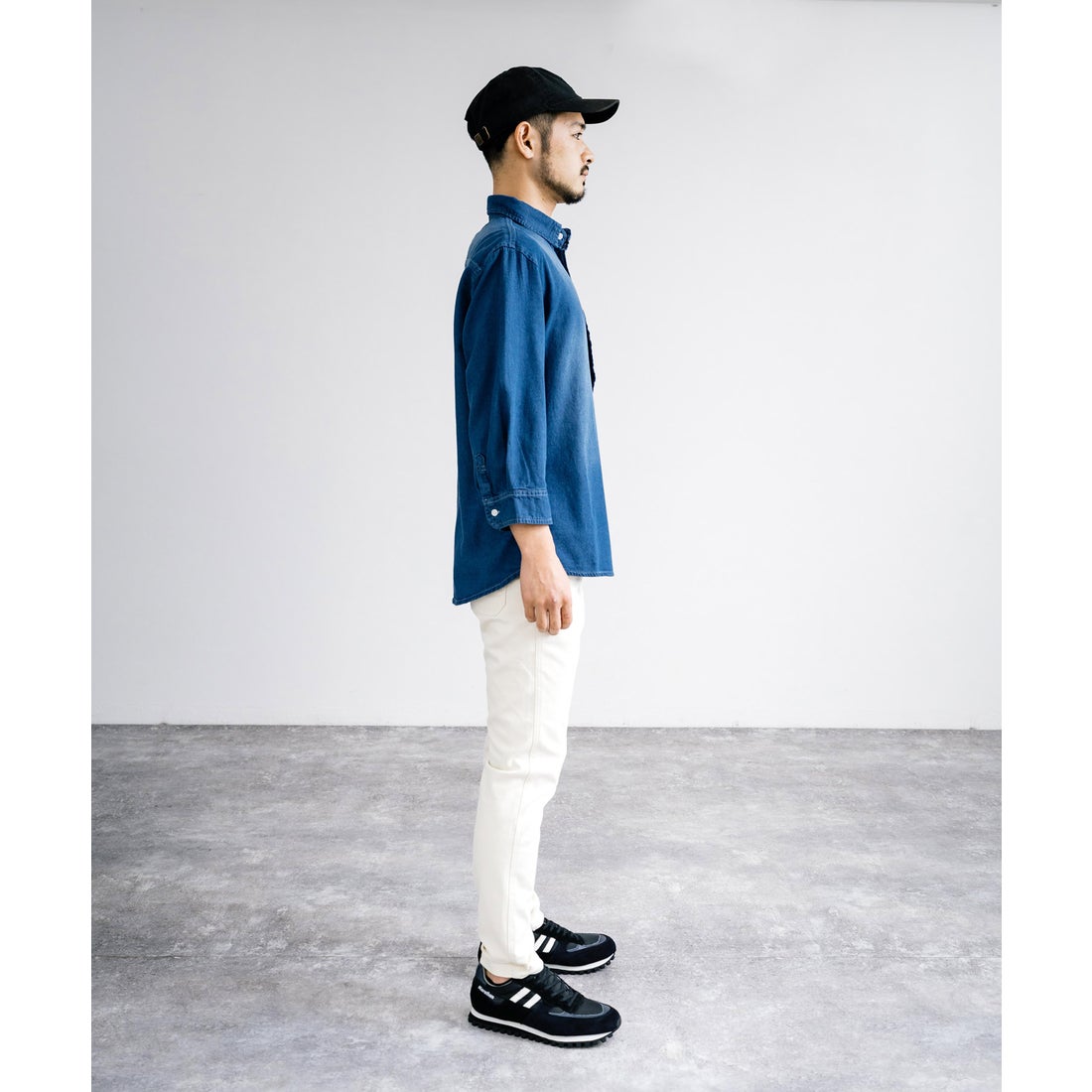 ロッキーモンロー Rocky Monroe デニムシャツ 7分袖 メンズ レディース