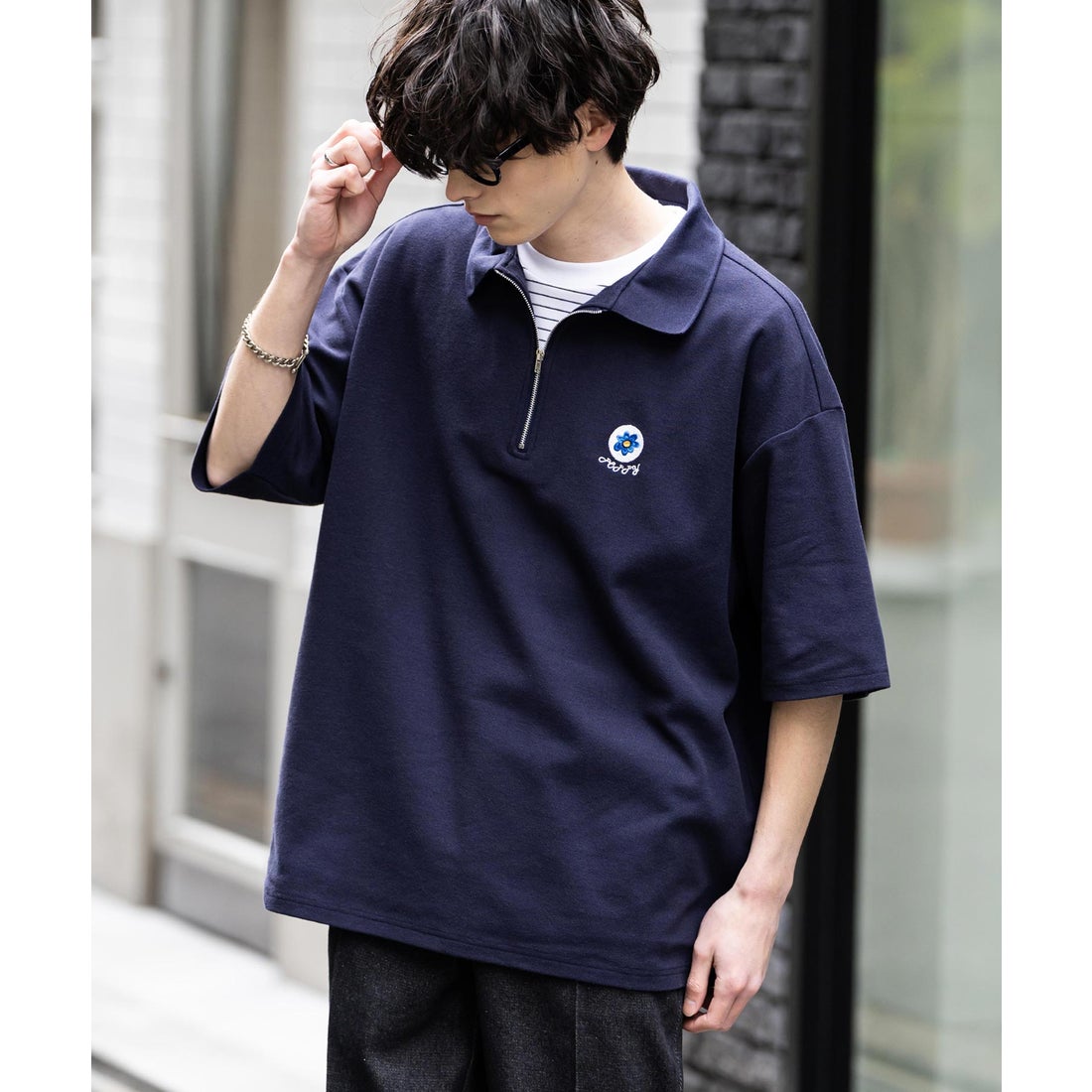 ロッキーモンロー Rocky Monroe ポロシャツ ハーフジップ 半袖 メンズ 