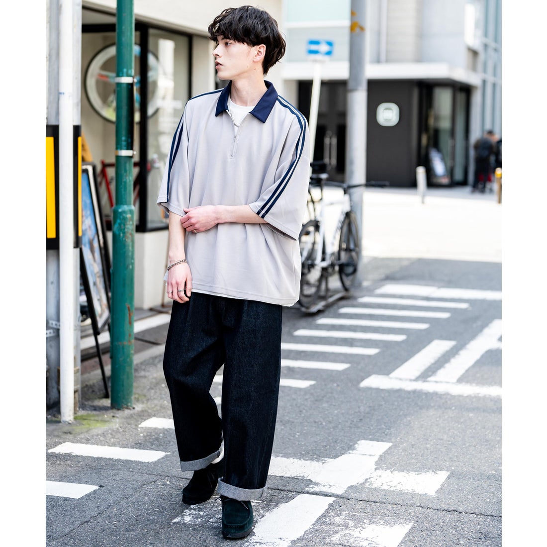 ロッキーモンロー Rocky Monroe ポロシャツ ハーフジップ 半袖 メンズ