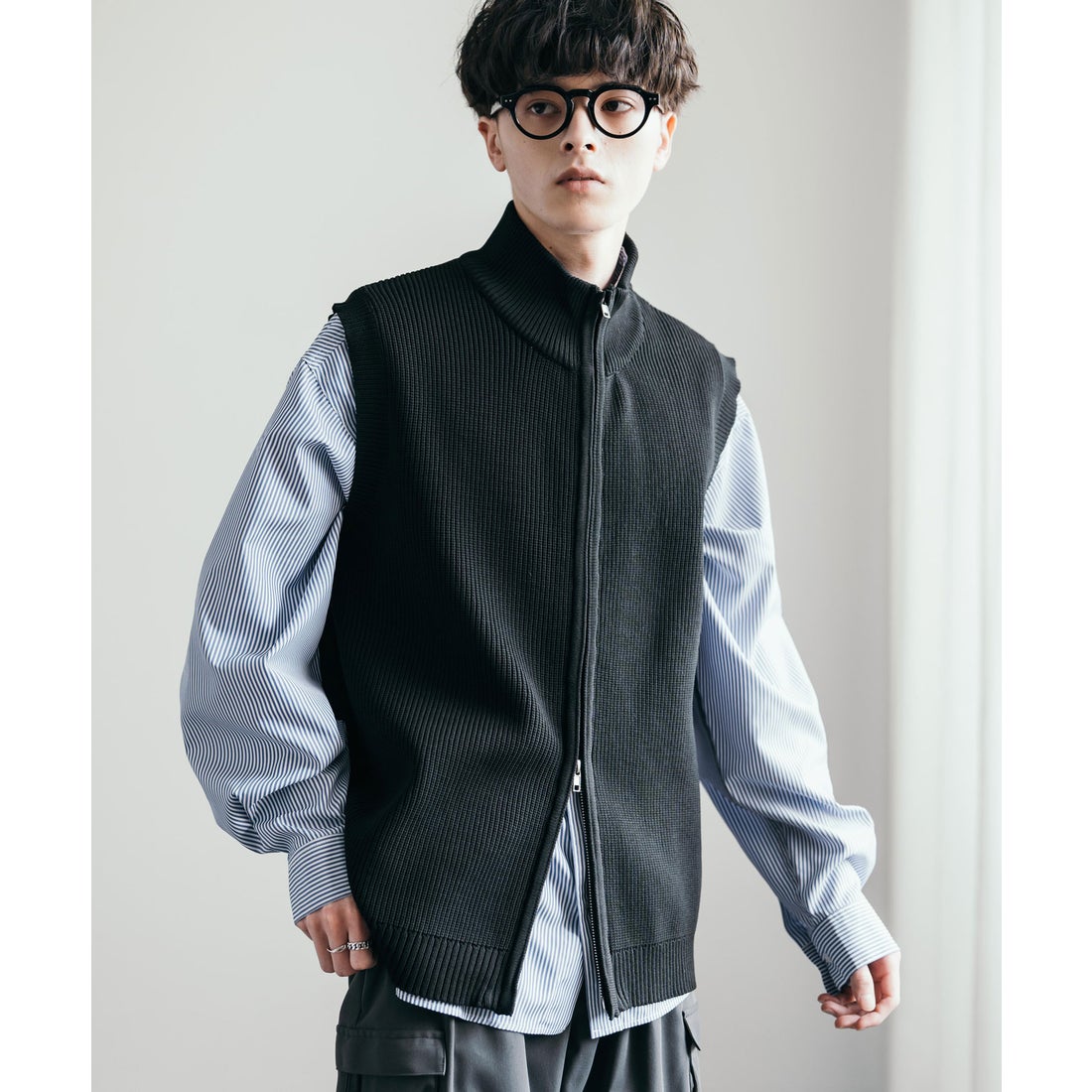 ロッキーモンロー Rocky Monroe ニットベスト 前開き メンズ