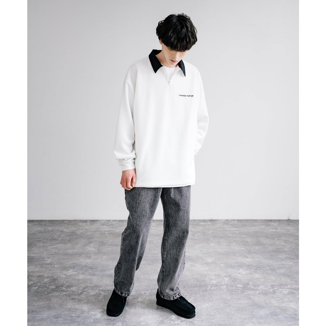 ロッキーモンロー Rocky Monroe トレーナー ハーフジップ 襟付き 