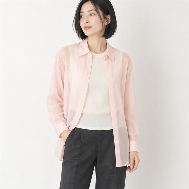 長袖シアーシャツ （PINK）