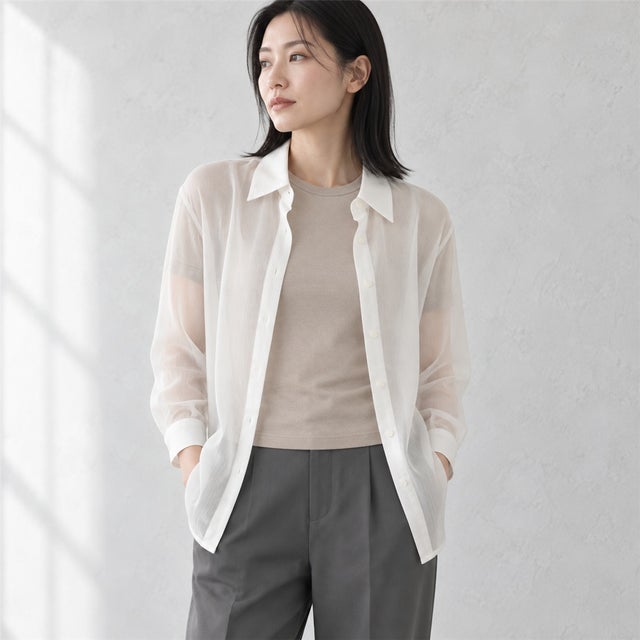 長袖シアーシャツ （WHITE）