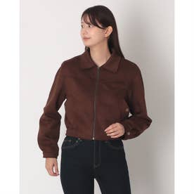 クロップド丈スエードライクブルゾン （BROWN）