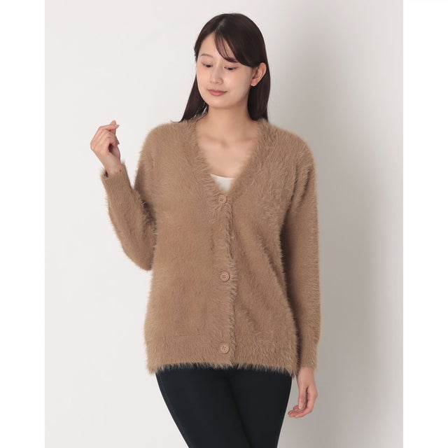 シャギーVネックカーディガン （BEIGE）