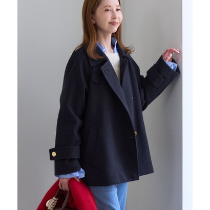 ロペピクニック ROPE' PICNIC 【WEB限定カラー】ジャージメルトン 金ボタンミドル丈コート/低身長・小柄さんサイズ有り （ネイビー（40））｜詳細画像