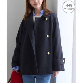 【WEB限定カラー】ジャージメルトン 金ボタンミドル丈コート/低身長・小柄さんサイズ有り （ネイビー（40））