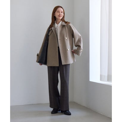 ロペピクニック ROPE' PICNIC 【WEB限定カラー】ジャージメルトン 金ボタンミドル丈コート/低身長・小柄さんサイズ有り （キナリ（16））｜詳細画像