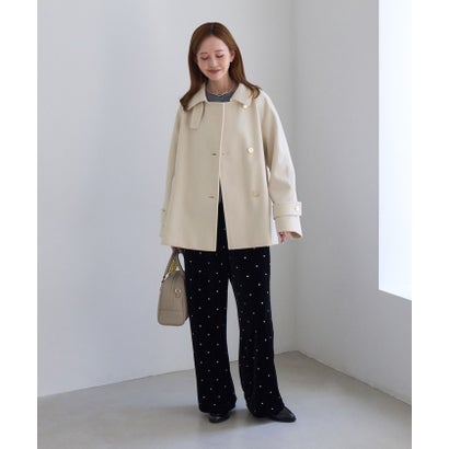 ロペピクニック ROPE' PICNIC 【WEB限定カラー】ジャージメルトン 金ボタンミドル丈コート/低身長・小柄さんサイズ有り （キナリ（16））｜詳細画像