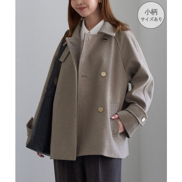 【WEB限定カラー】ジャージメルトン 金ボタンミドル丈コート/低身長・小柄さんサイズ有り （ダークブラウン（20））