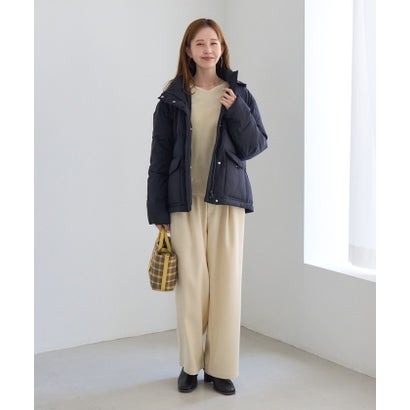 【洗える】 【GREEN DOWN】フード取り外しショートダウンジャケット/撥水・リンクコーデ （ブラック（01））｜詳細画像