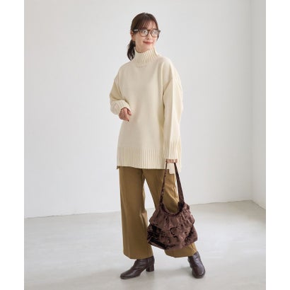 ロペピクニック ROPE' PICNIC 【WEB限定】サイドスリットニットハイネックプルオーバー/イージーケア （キナリ（16））｜詳細画像