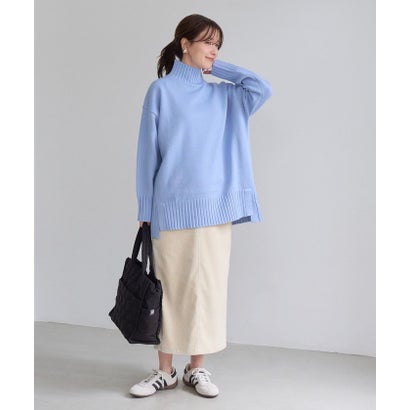 ロペピクニック ROPE' PICNIC 【WEB限定】サイドスリットニットハイネックプルオーバー/イージーケア （サックス（48））｜詳細画像