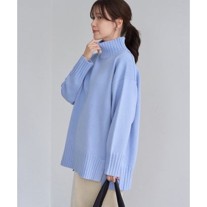 ロペピクニック ROPE' PICNIC 【WEB限定】サイドスリットニットハイネックプルオーバー/イージーケア （サックス（48））｜詳細画像