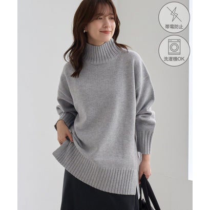 ロペピクニック ROPE' PICNIC 【WEB限定】サイドスリットニットハイネックプルオーバー/イージーケア （ライトグレー（08））｜詳細画像