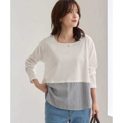 ロペピクニック ROPE' PICNIC 裾切替ラウンドヘムロングスリーブTシャツ （ホワイト系（12））｜詳細画像