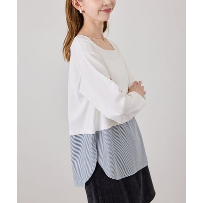 ロペピクニック ROPE' PICNIC 裾切替ラウンドヘムロングスリーブTシャツ （ホワイト系（12））｜詳細画像