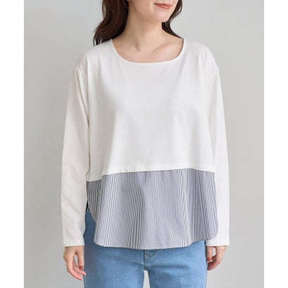 ロペピクニック ROPE' PICNIC 裾切替ラウンドヘムロングスリーブTシャツ （ホワイト系（12））｜詳細画像