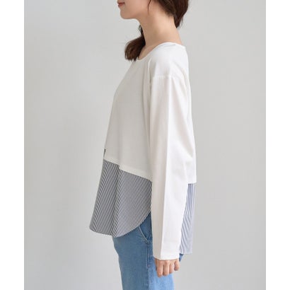 ロペピクニック ROPE' PICNIC 裾切替ラウンドヘムロングスリーブTシャツ （ホワイト系（12））｜詳細画像