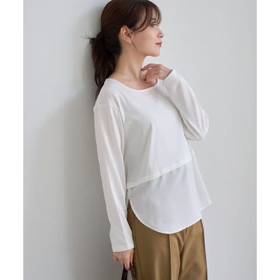 ロペピクニック ROPE' PICNIC 裾切替ラウンドヘムロングスリーブTシャツ （ホワイト系（12））｜詳細画像