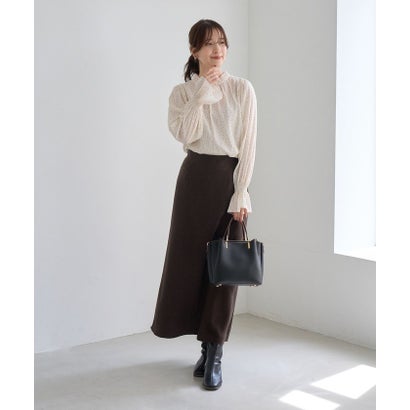 ロペピクニック ROPE' PICNIC ラインを拾いにくいサテンナロースカート （チャコール（06））｜詳細画像