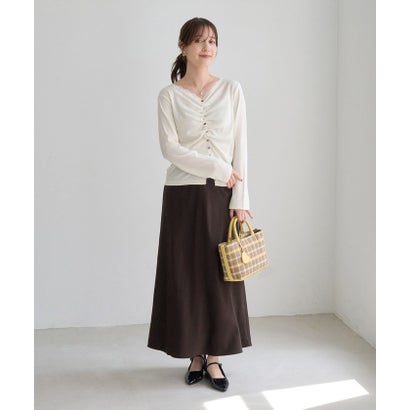 ロペピクニック ROPE' PICNIC ラインを拾いにくいサテンナロースカート （チャコール（06））｜詳細画像