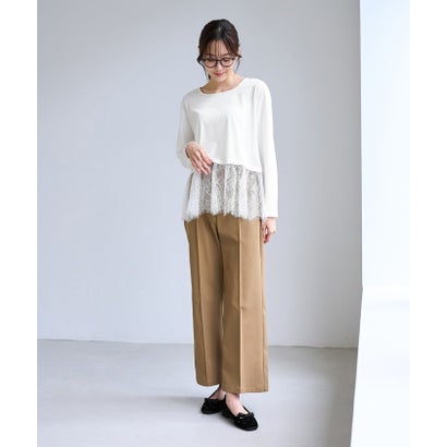 ロペピクニック ROPE' PICNIC (毛が落ちやすい)裾切替レースロングスリーブTシャツ （ホワイト（10））｜詳細画像